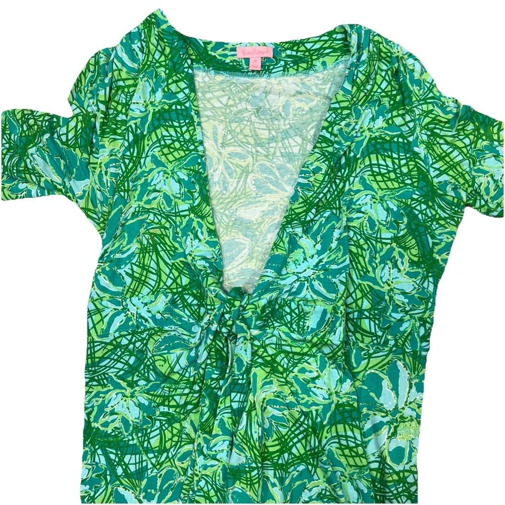 Lilly Pulitzer Elaine Robe Green Tropical Floral Women's Size Medium